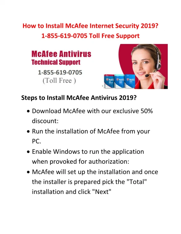 How to Install McAfee Internet Security 2019? 1-855-619-0705 Toll Free Support