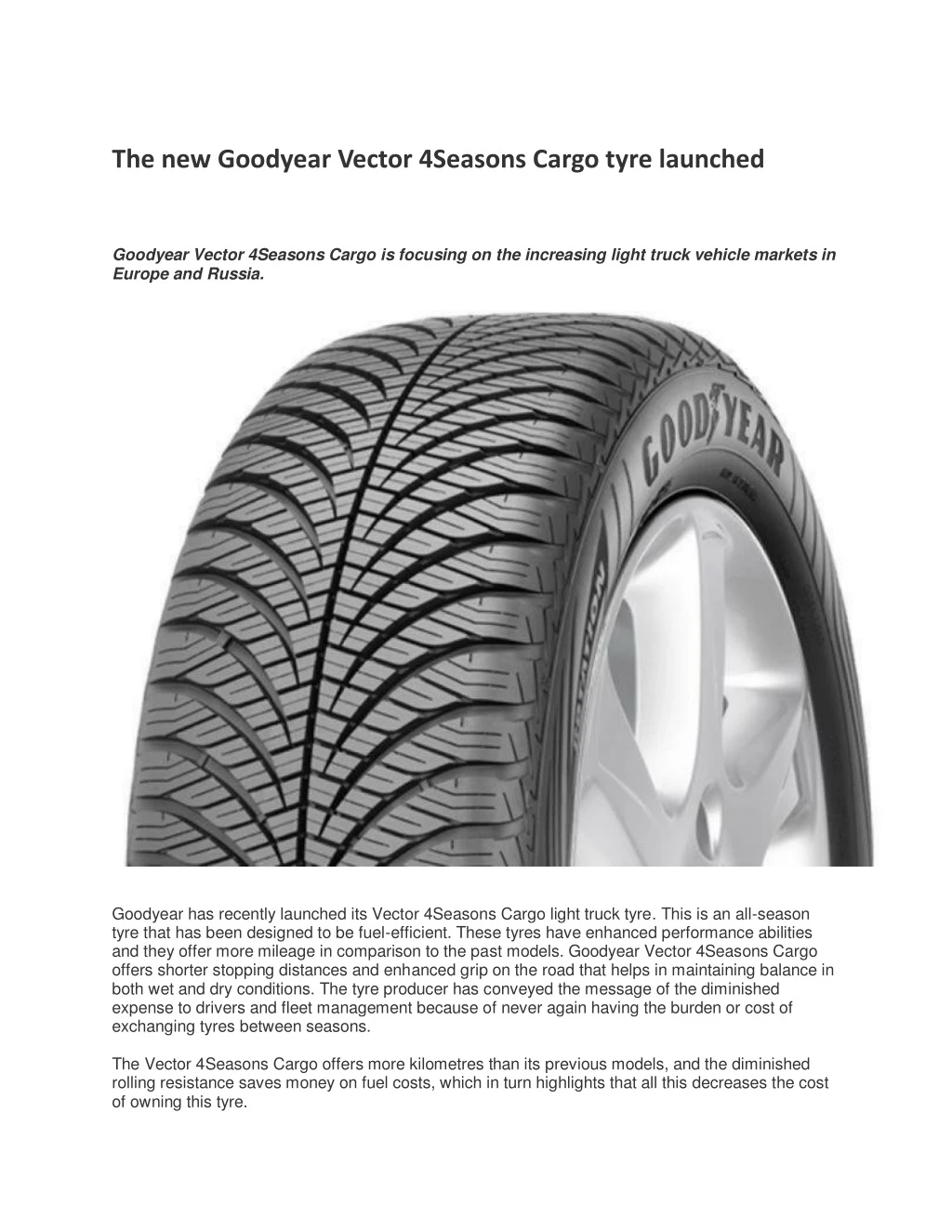 the new goodyear vector 4seasons cargo tyre