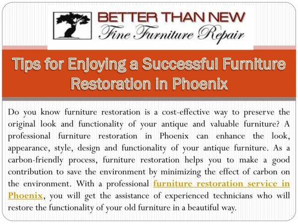 Tips for Enjoying a Successful Furniture Restoration in Phoenix