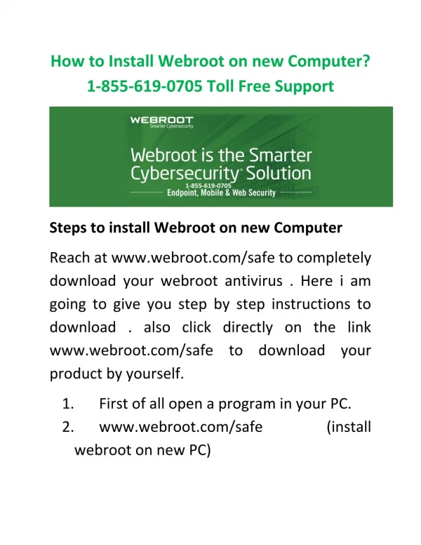 How to Install Webroot on new Computer? 1-855-619-0705 Toll Free Support