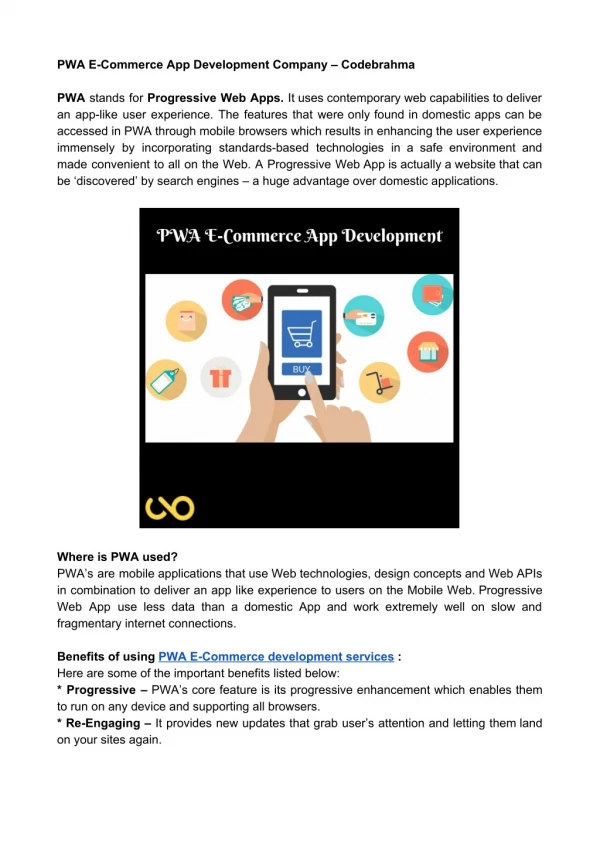 PWA E Commerce App Development Company