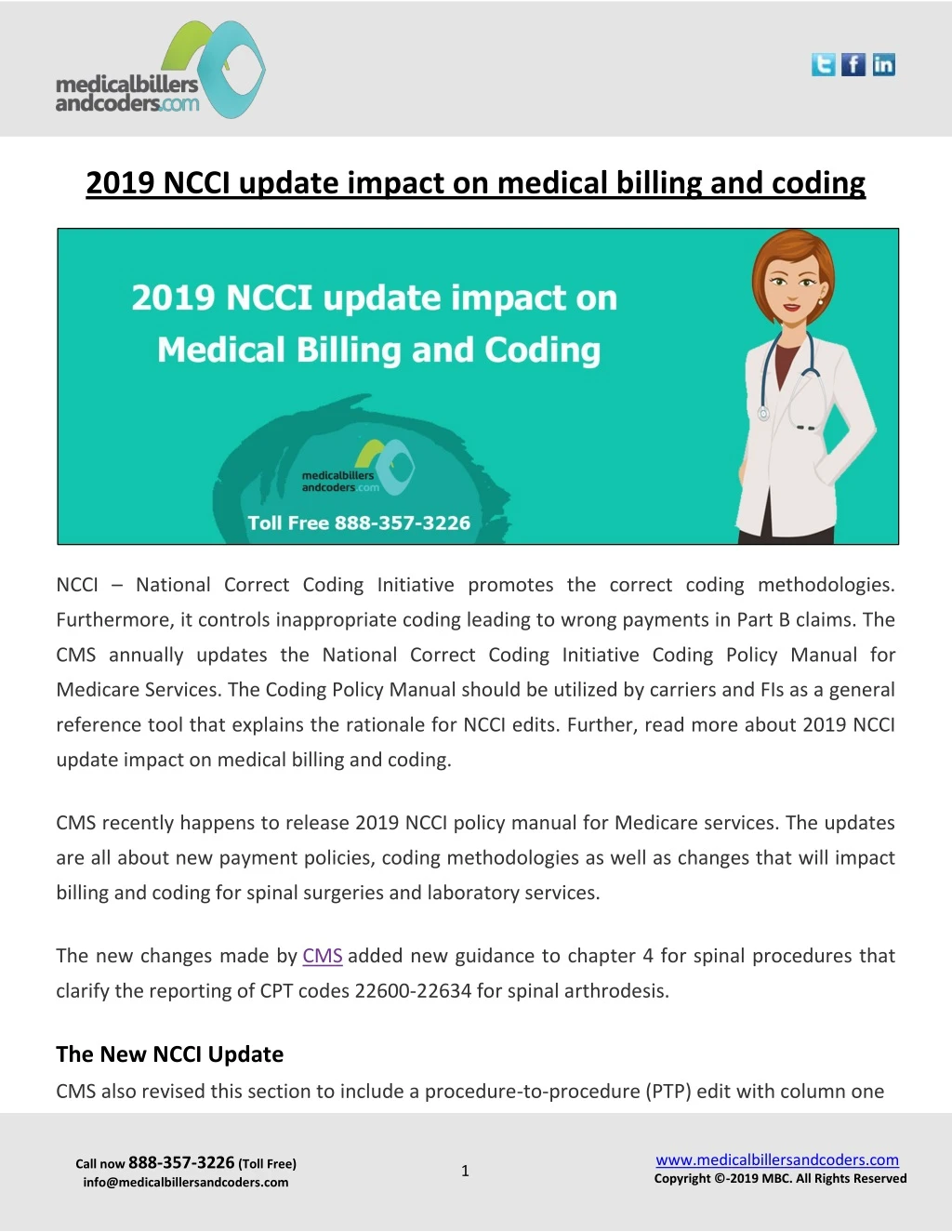 2019 ncci update impact on medical billing