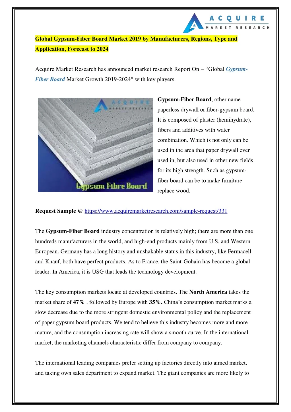 global gypsum fiber board market 2019