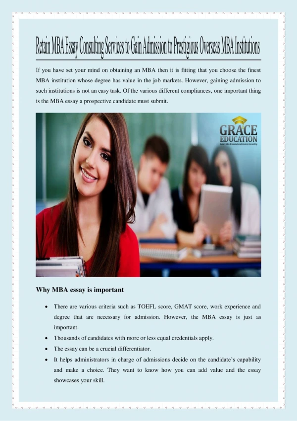 Retain MBA Essay Consulting Services to Gain Admission to Prestigious Overseas MBA Institutions