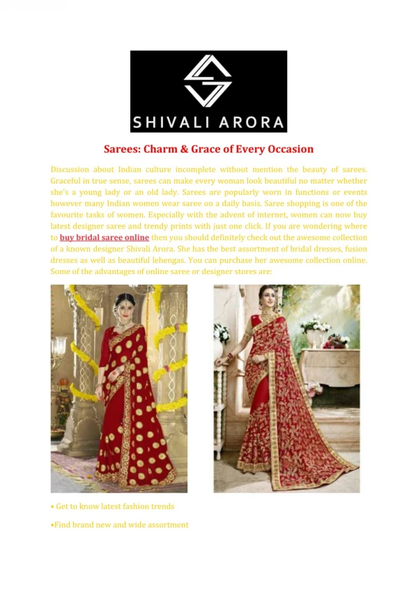 Buy Bridal Saree Online in Delhi