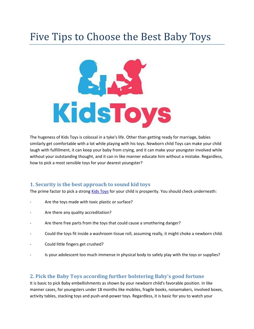 five tips to choose the best baby toys