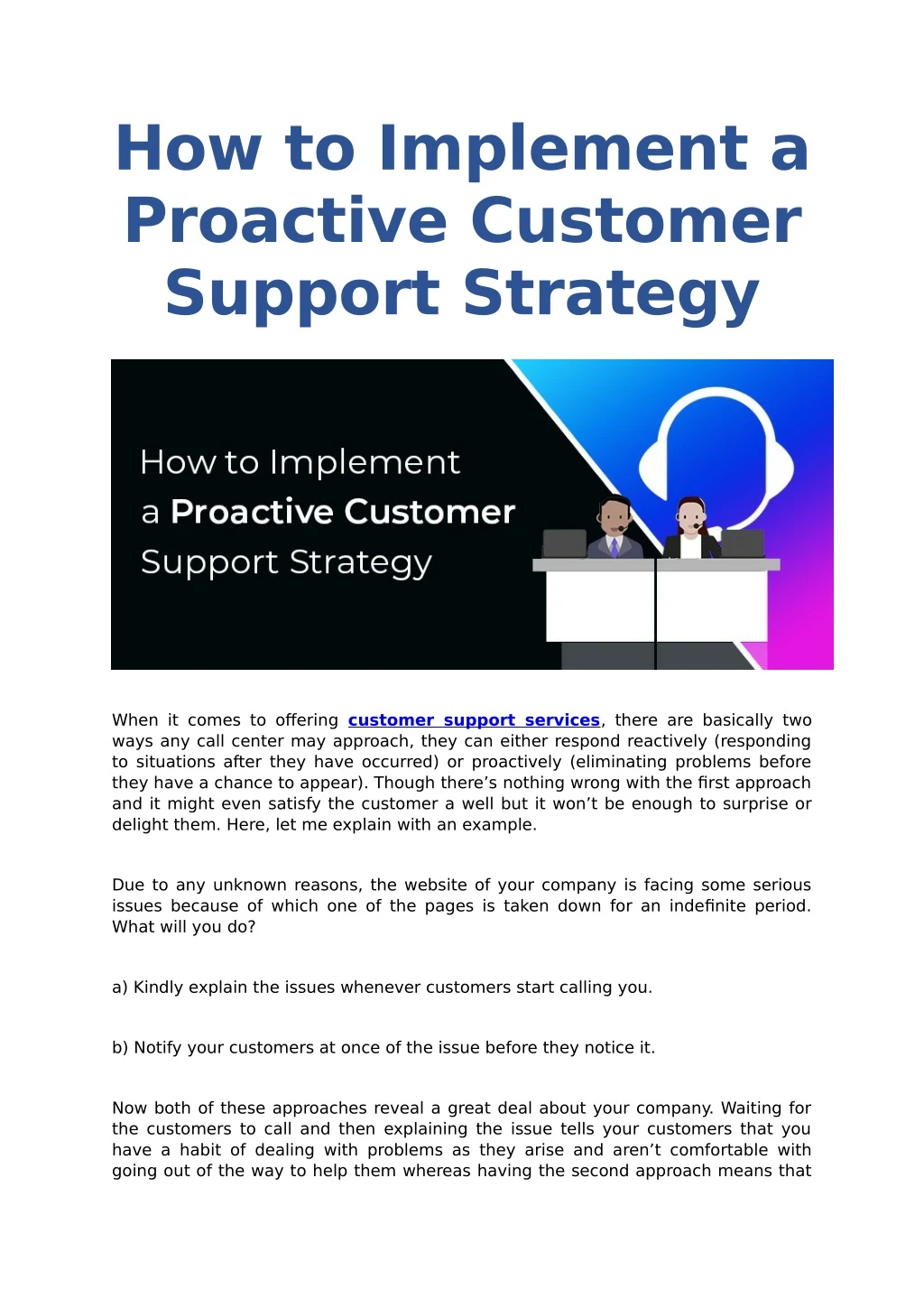 how to implement a proactive customer support