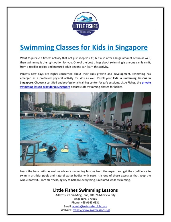 Swimming Classes for Kids in Singapore