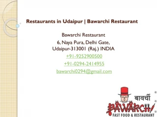 Restaurants in Udaipur | Bawarchi Restaurant