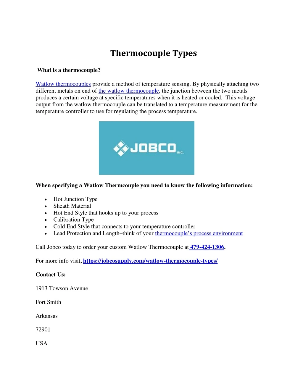 thermocouple types