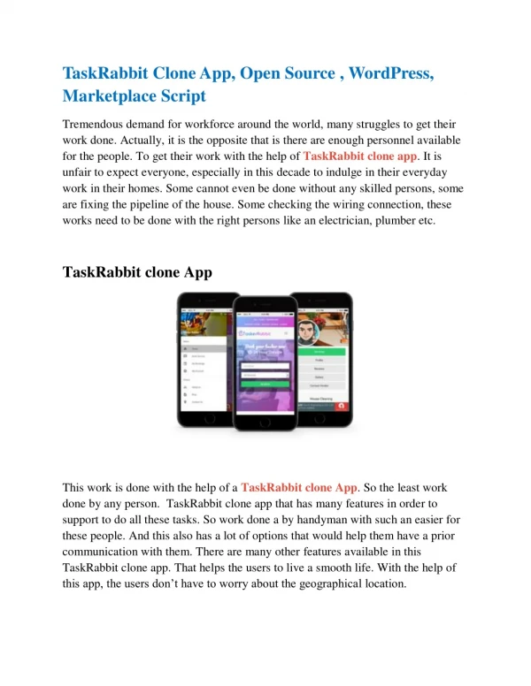 TaskRabbit Clone App, Open Source , WordPress, Marketplace Script