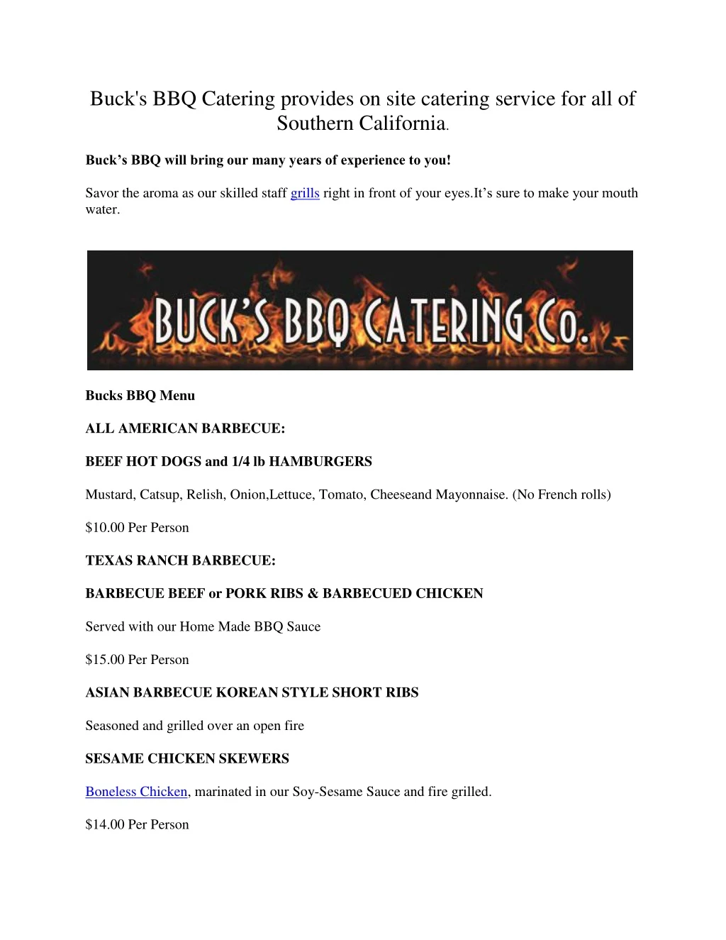 buck s bbq catering provides on site catering