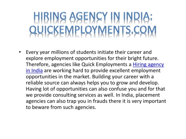 Hiring agency in India 2019