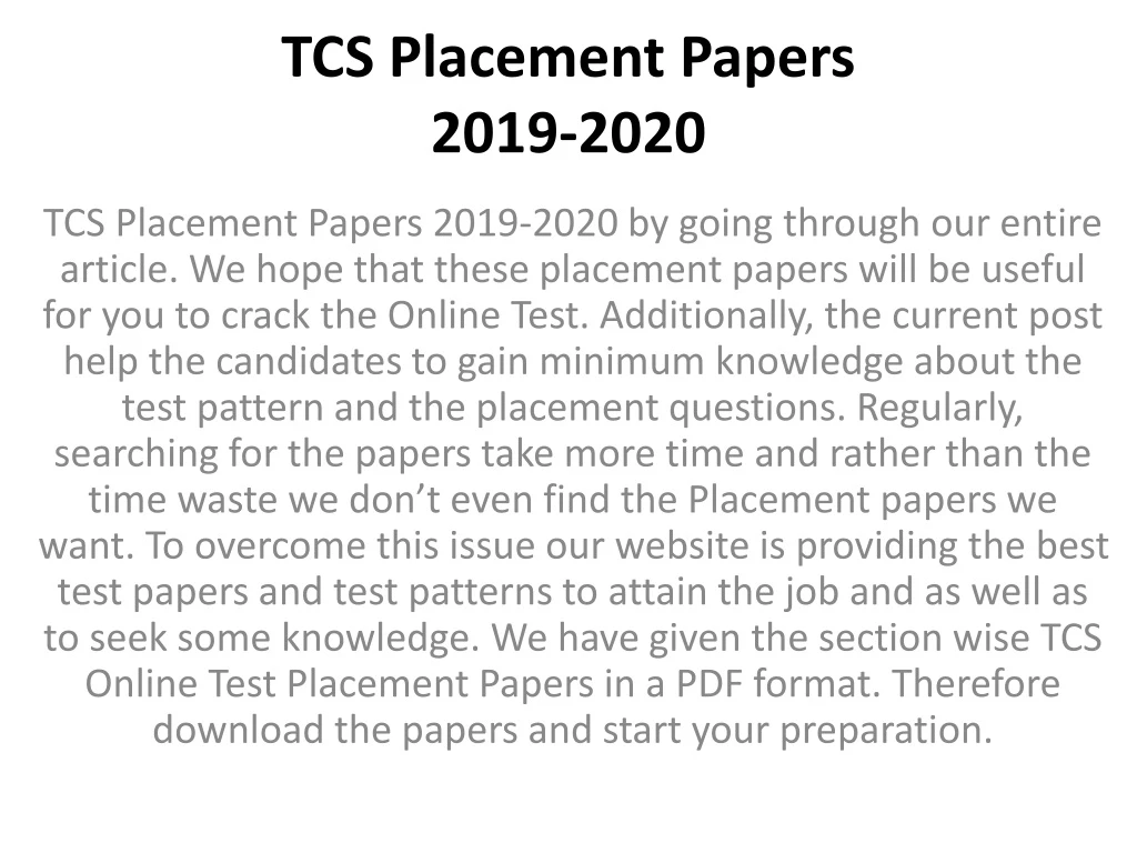 tcs placement papers 2019 2020