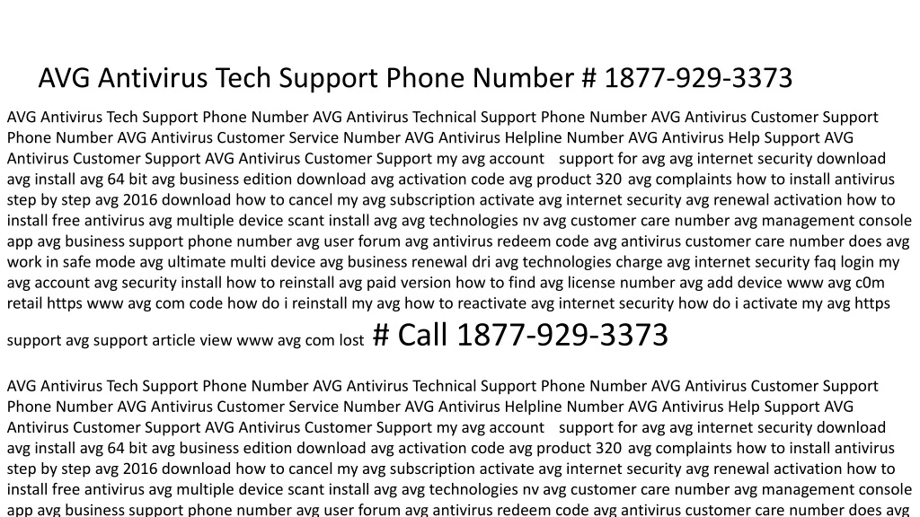 avg antivirus tech support phone number 1877