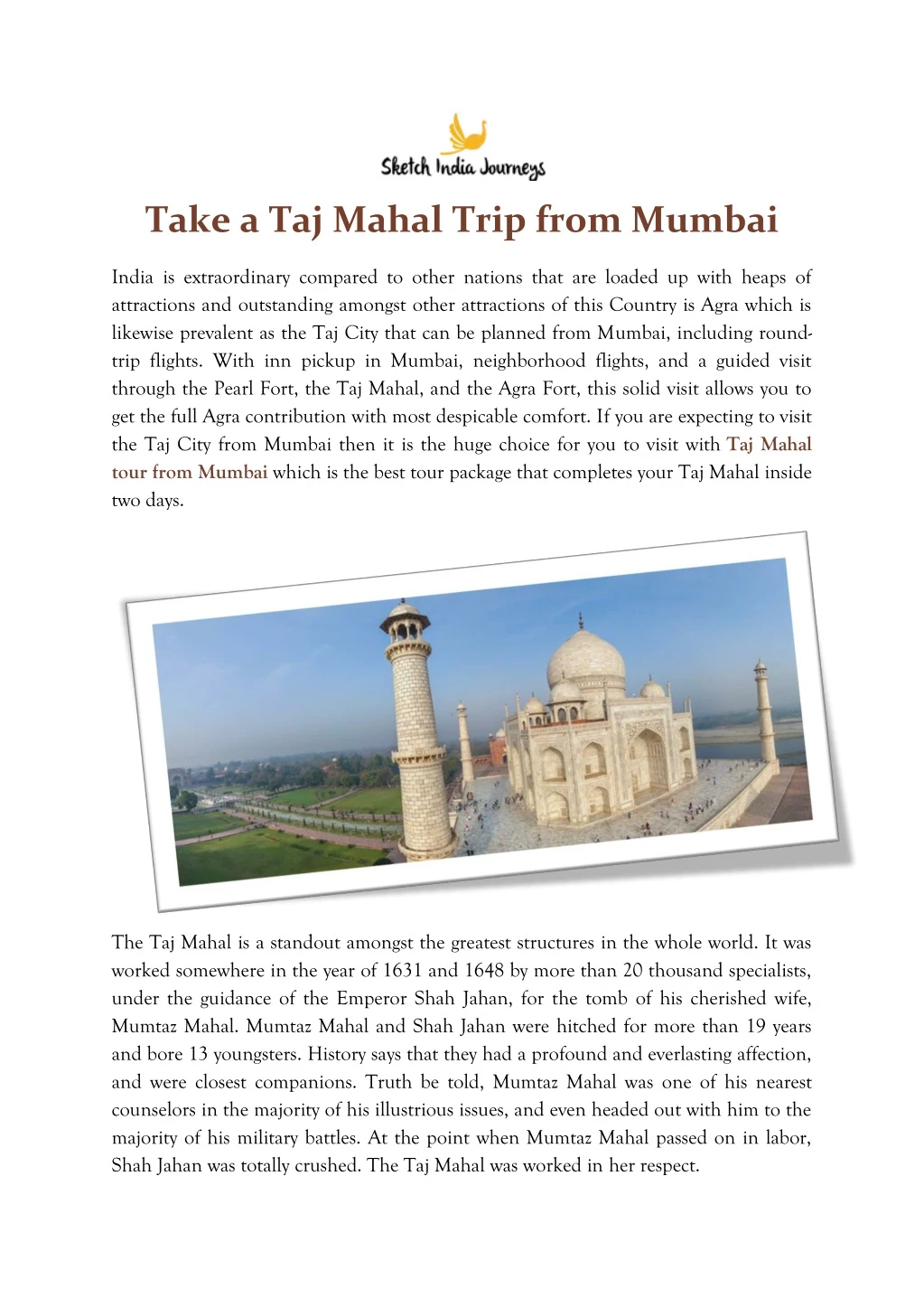take a taj mahal trip from mumbai