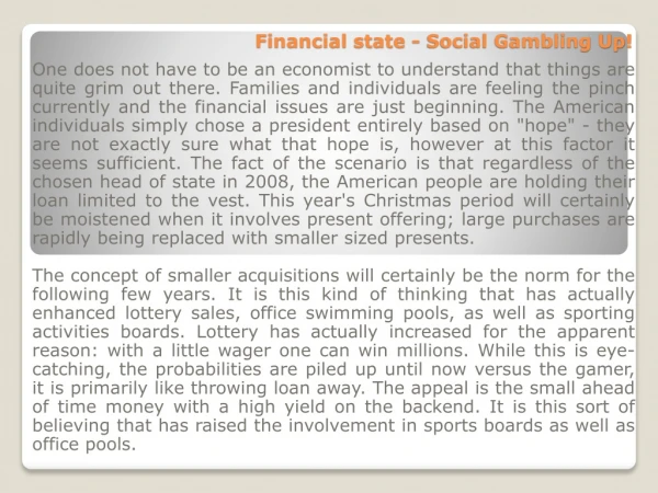 Financial state - Social Gambling Up!