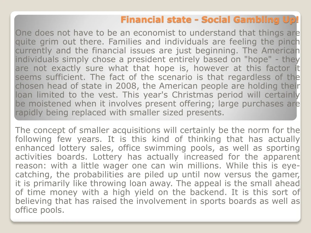 financial state social gambling up