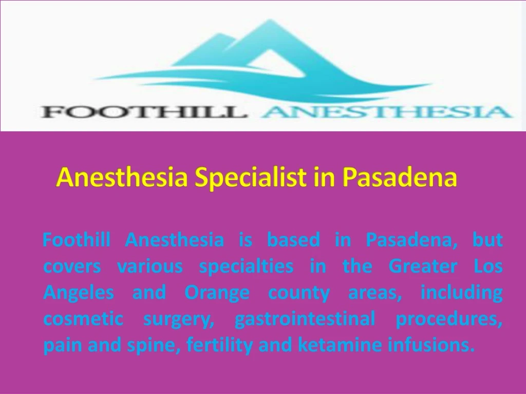 anesthesia specialist in pasadena
