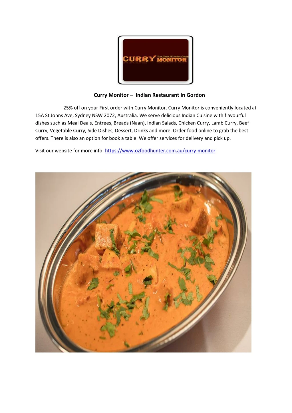 curry monitor indian restaurant in gordon