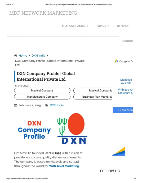 DXN Company Profile | Global International Private Ltd