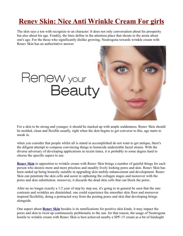 How Does Renev Skin work?