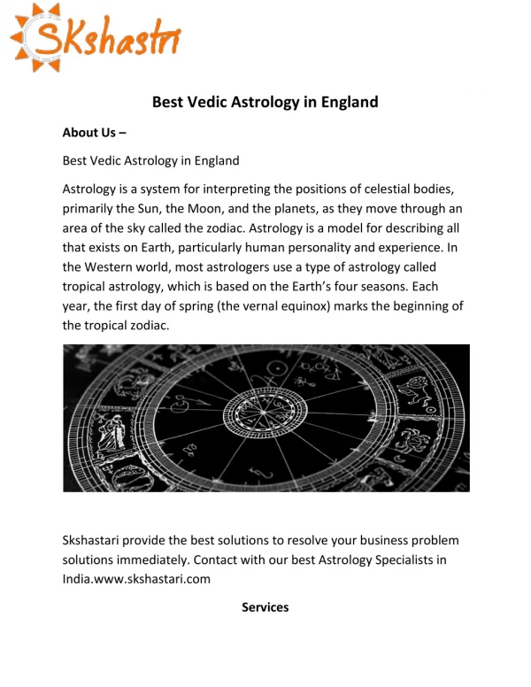 Best Vedic Astrology in England