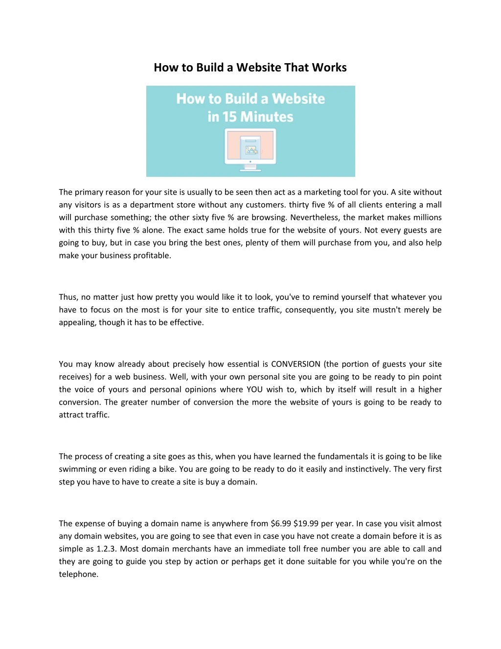 how to build a website that works