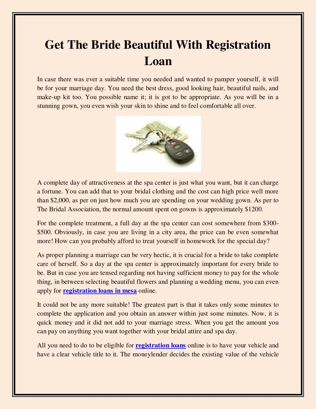 get the bride beautiful with registration loan
