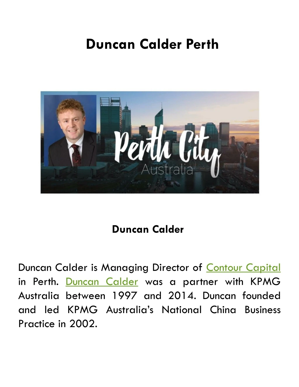 duncan calder perth