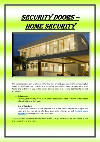Security Doors – home security - slide 1