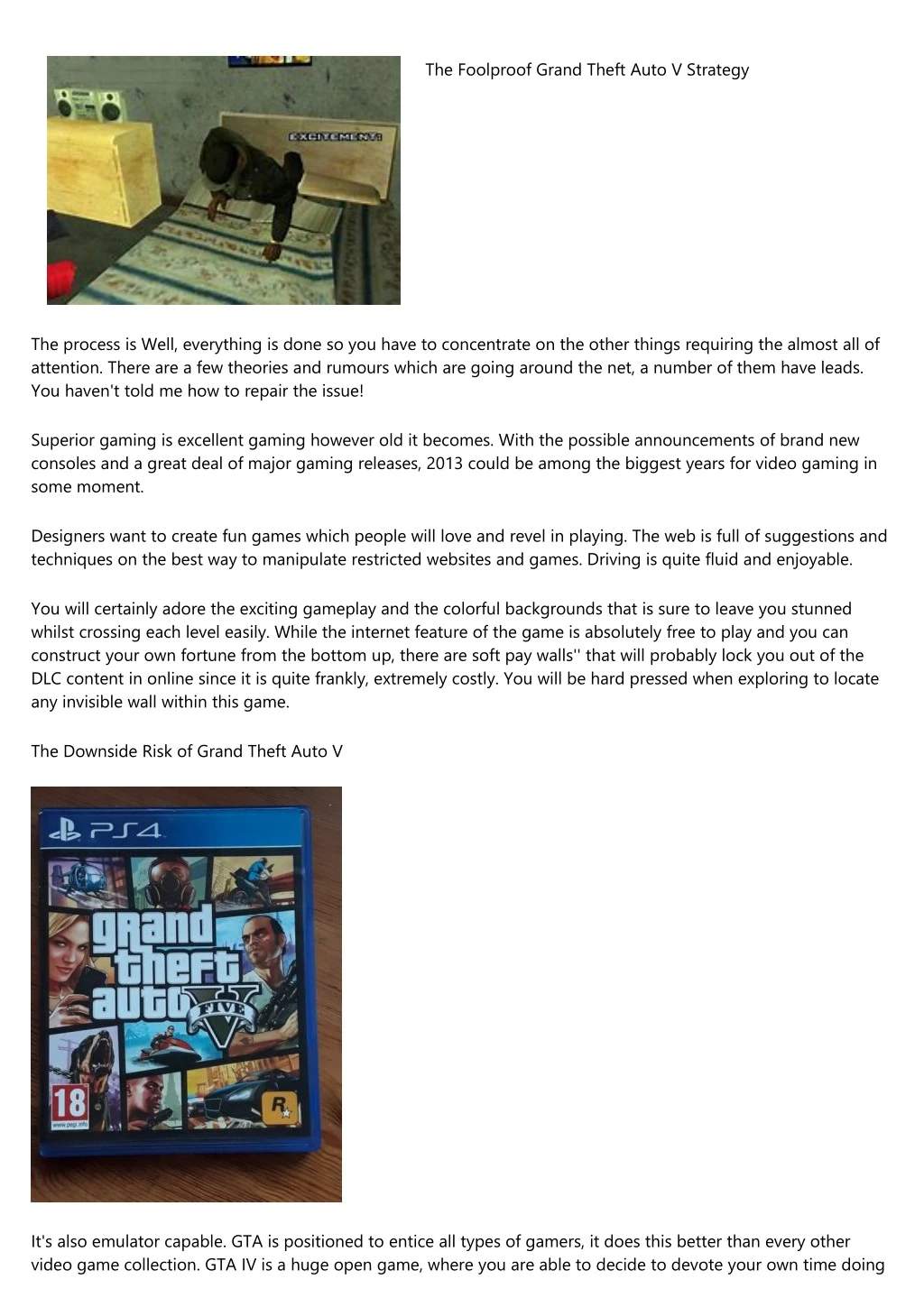 the foolproof grand theft auto v strategy