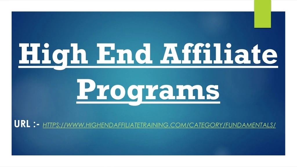 high end affiliate programs