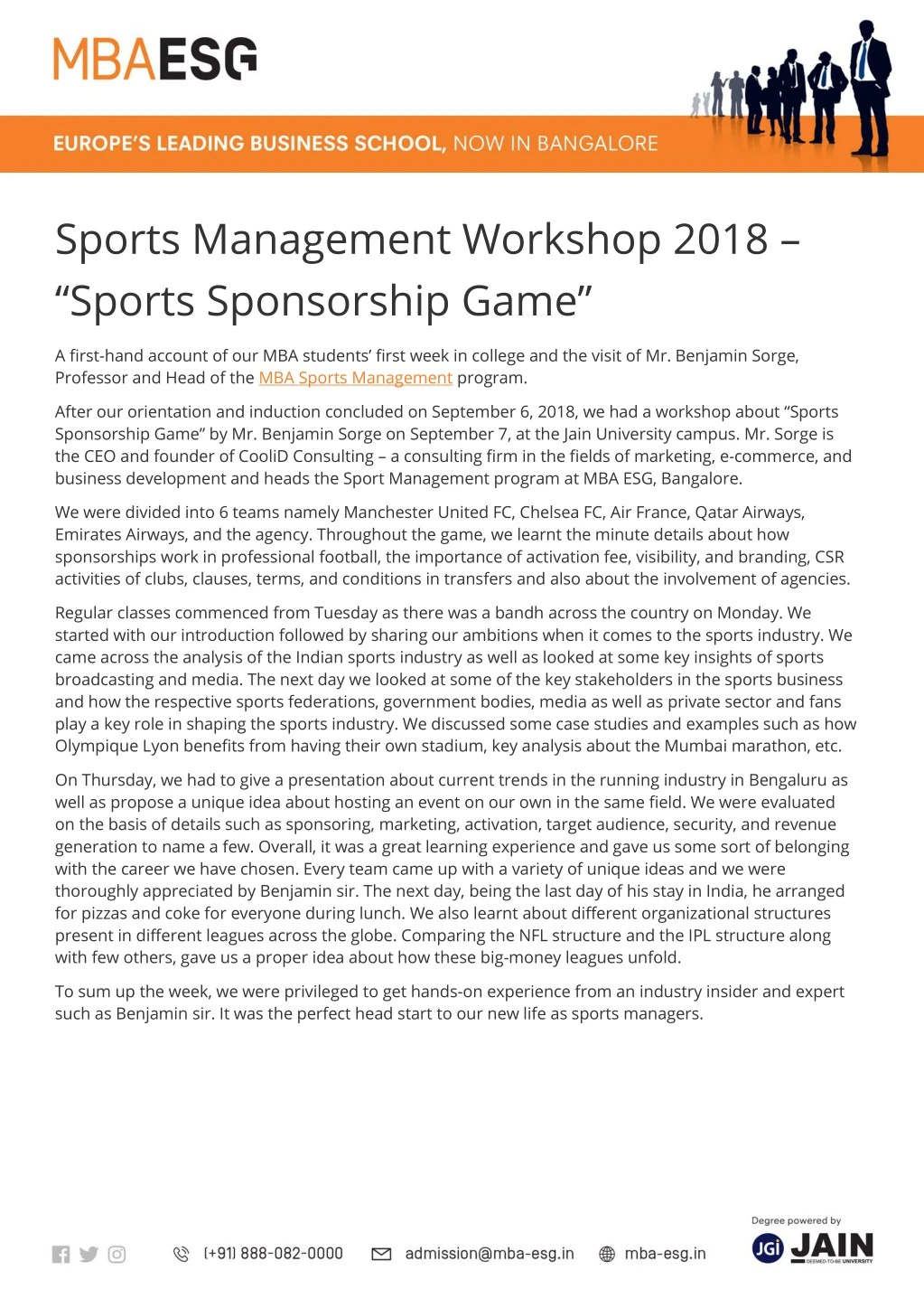 sports management workshop 2018 sports