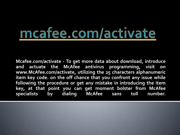 MCAFEE.COM/ACTIVATE- MCAFEE SUPPORT SETUP