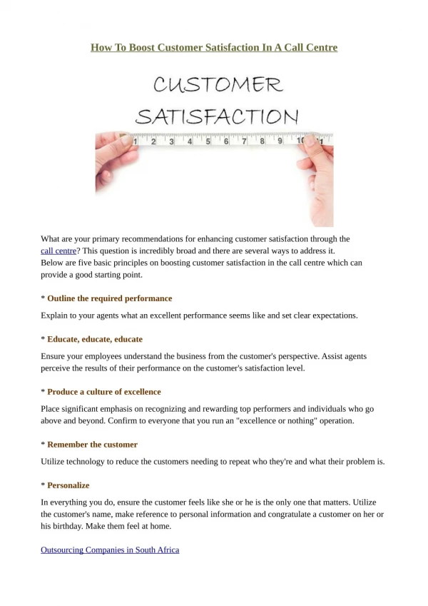 How To Boost Customer Satisfaction In A Call Centre