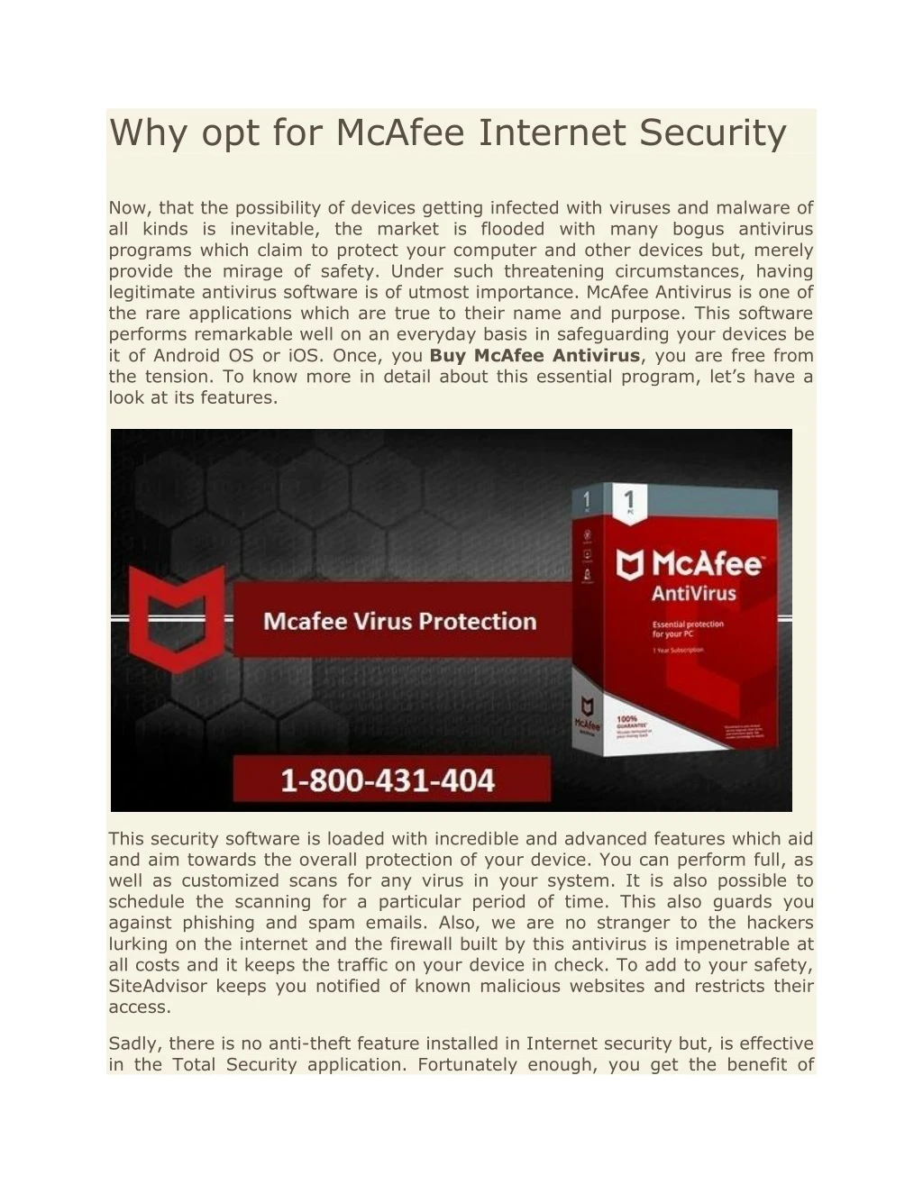 why opt for mcafee internet security now that