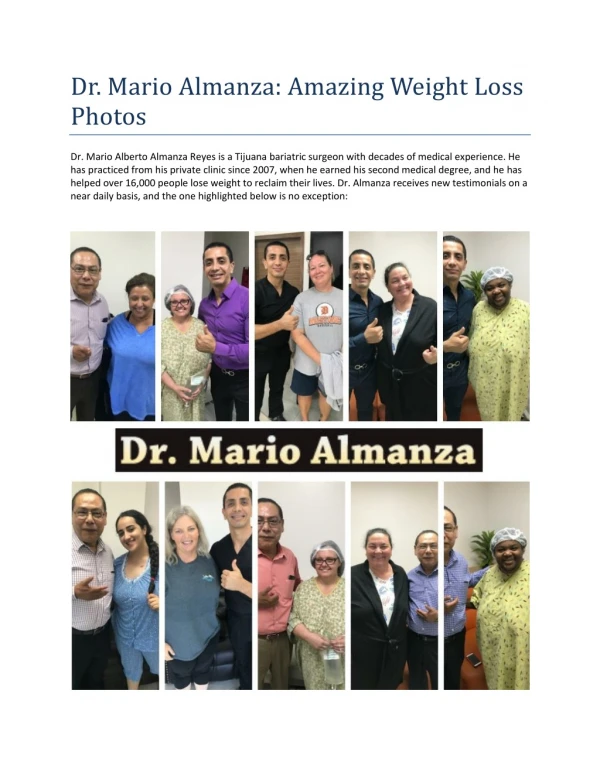 Dr. Mario Almanza: Amazing Weight Loss Photos