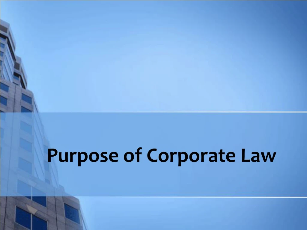 purpose of corporate law