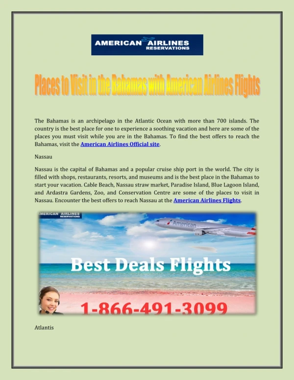 Visit in the Bahamas with American Airlines Flights