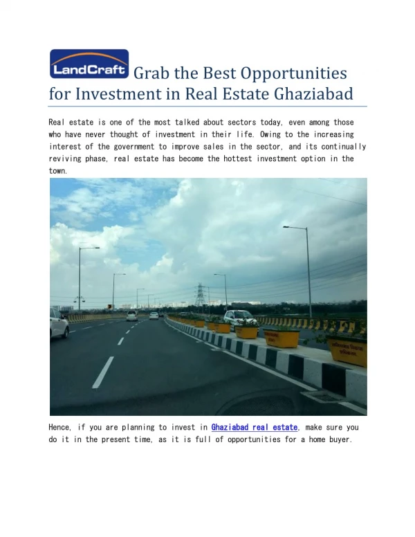 Grab The Best Opportunities for Investment in Real Estate Ghaziabad