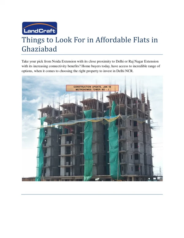 Things to Look For in Affordable Flats in Ghaziabad