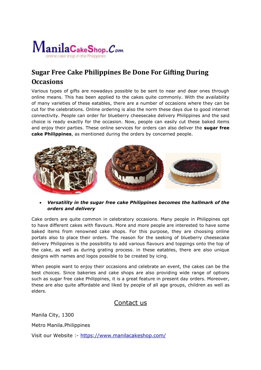 sugar free cake philippines be done for gifting