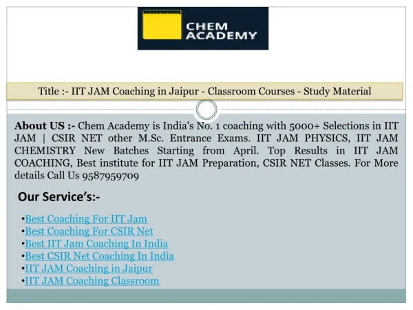 IIT JAM Coaching in Jaipur - Classroom Courses - Study Material