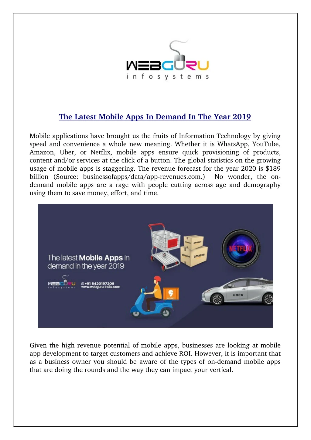 the latest mobile apps in demand in the year 2019