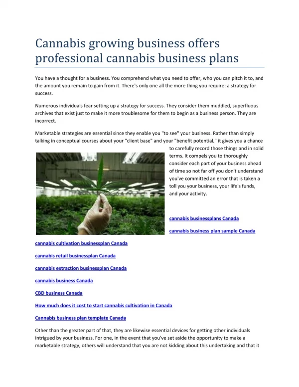 cannabis businessplans Canada
