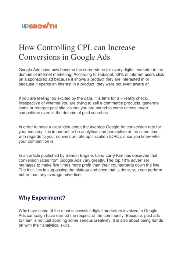 How Controlling CPL can Increase Conversions in Google Ads