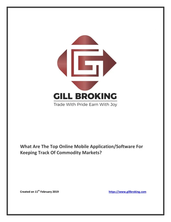 What Are The Top Online Mobile Application/Software For Keeping Track Of Commodity Markets?