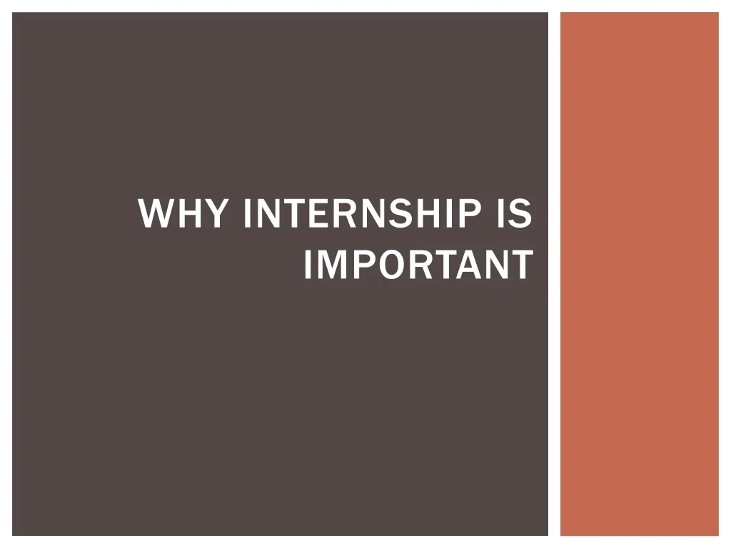 why internship is important