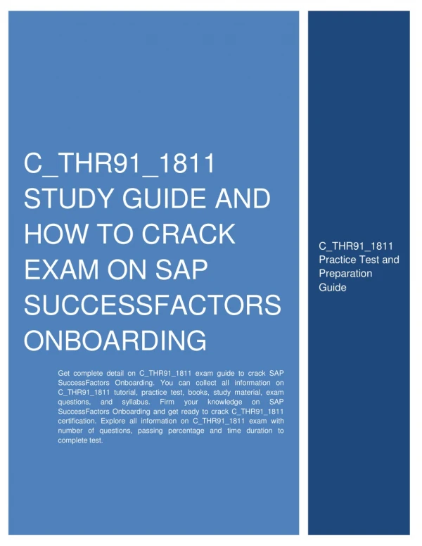 C_THR91_1811 Study Guide and How to Crack Exam on SAP SuccessFactors Onboarding